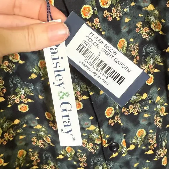 Paisley & Gray Men's Samuel Slim-Fit Floral Button-Down Shirt Garden night S $95 - Picture 5 of 7
